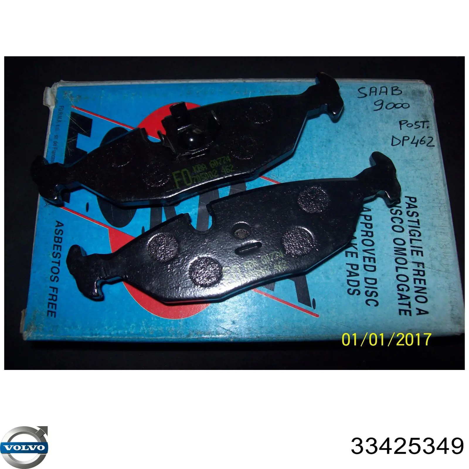 33425349 Volvo Колодки гальмівні задні, дискові