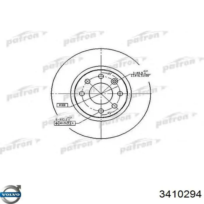 Диск переднього гальма Volvo 3410294 ціна, від 27.46 USD