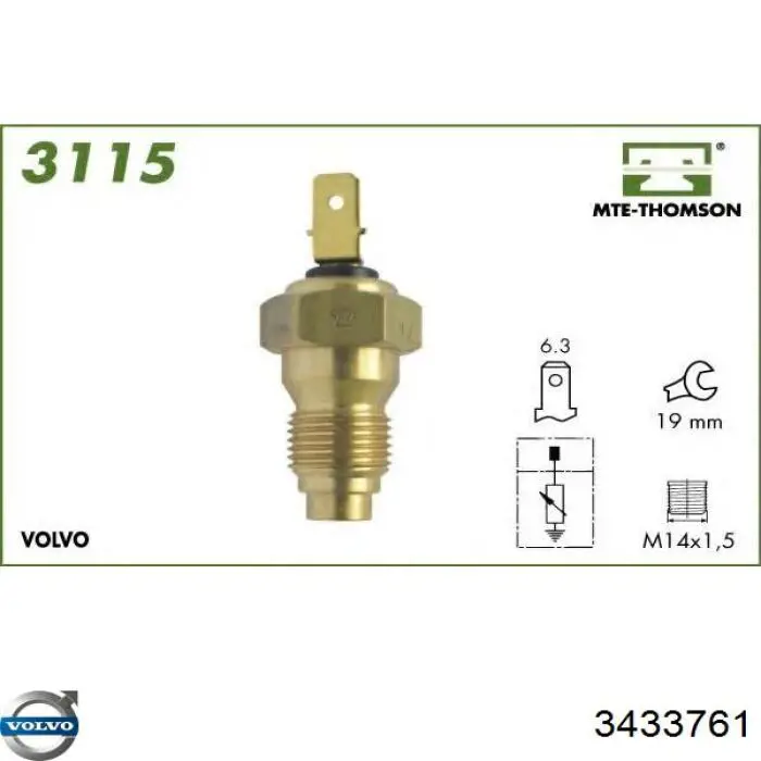 Термодатчик охолоджуючої рідини Volvo 3433761 ціна, від 7.49 USD