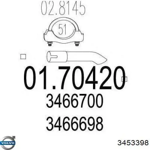 3453398 Volvo Труба приймальна (штани) глушника, передня