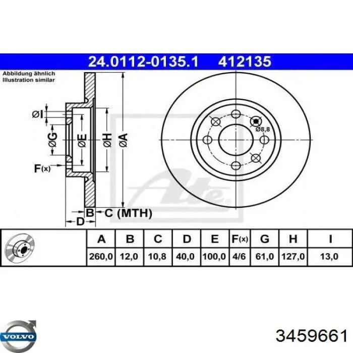 3459661 Volvo Гальмо дискове переднє