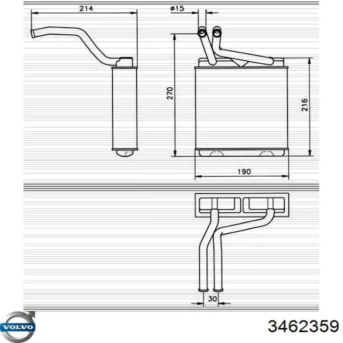 Радіатор пічки (обігрівача) Volvo 3462359 ціна, від 23.13 USD
