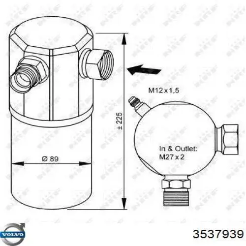 Ресивер-осушувач кондиціонера 3537939 Volvo