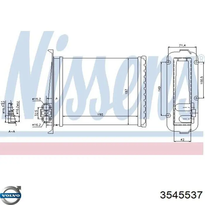 Радіатор пічки (обігрівача) 3545537 Volvo