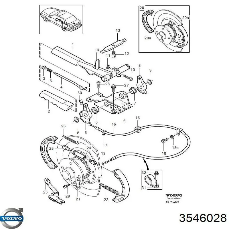 Купити 3546028 Volvo Монтажний комплект задніх барабанних колодок