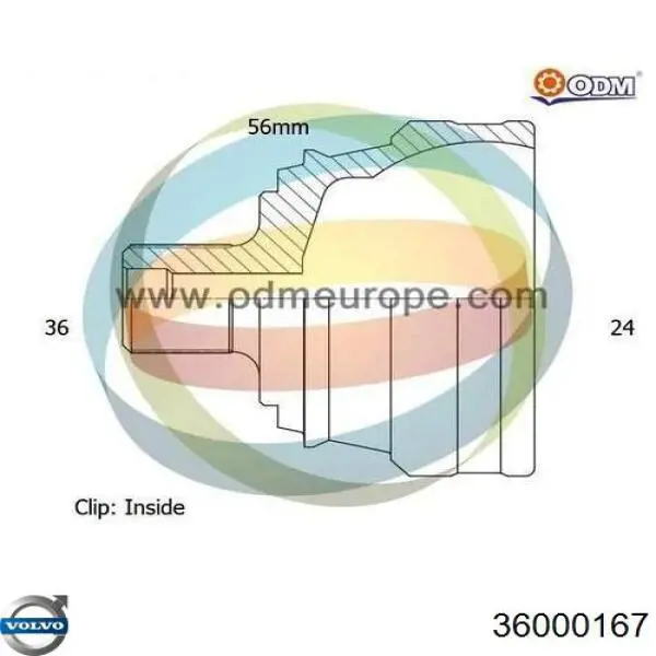 ШРУС зовнішній передній, правий Volvo 36000167 ціна, від 27.54 USD