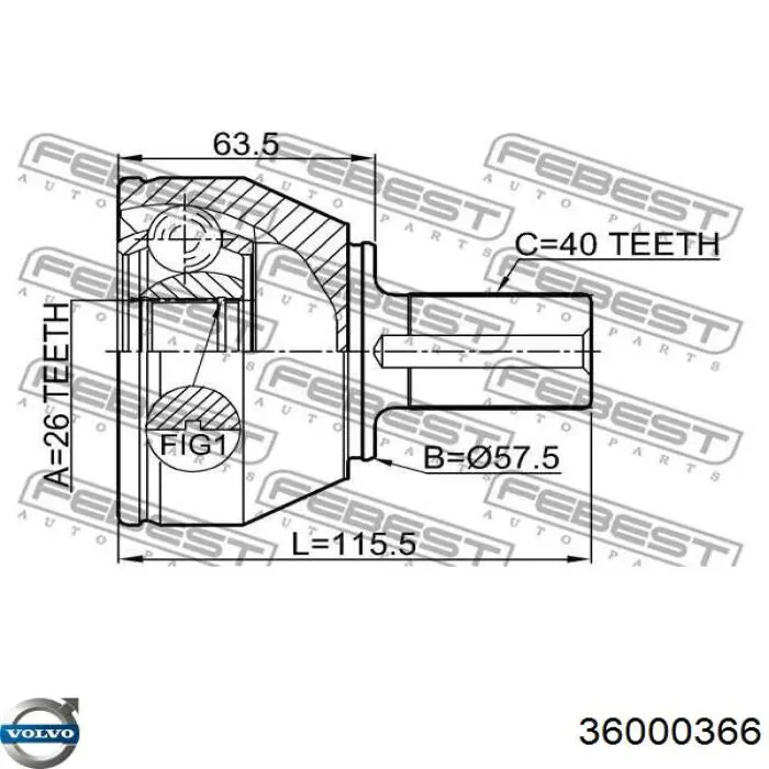 Ліва піввісь 31367527 Volvo