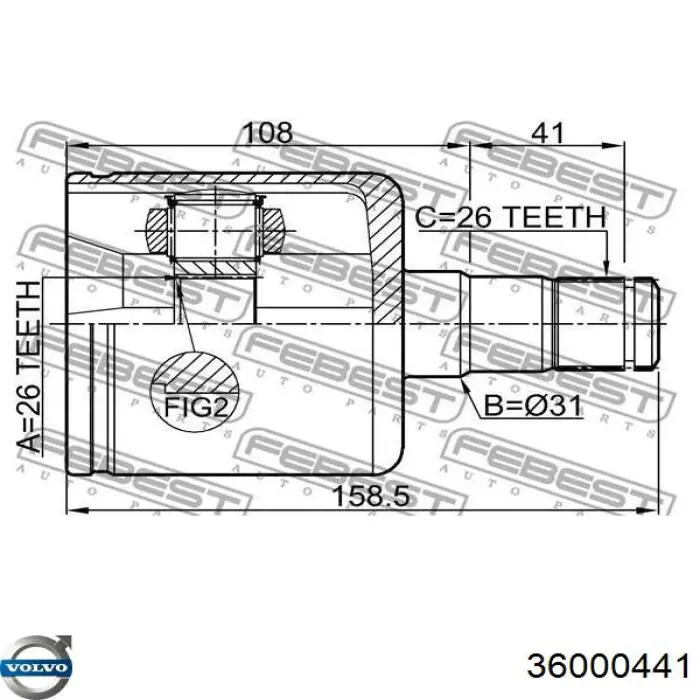 Привід передній лівий Volvo 36000441 ціна, від 92.06 USD