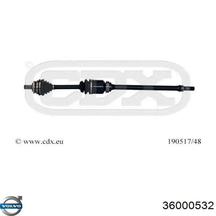 Піввісь передня, права Volvo 36000532 ціна, від 132.57 USD