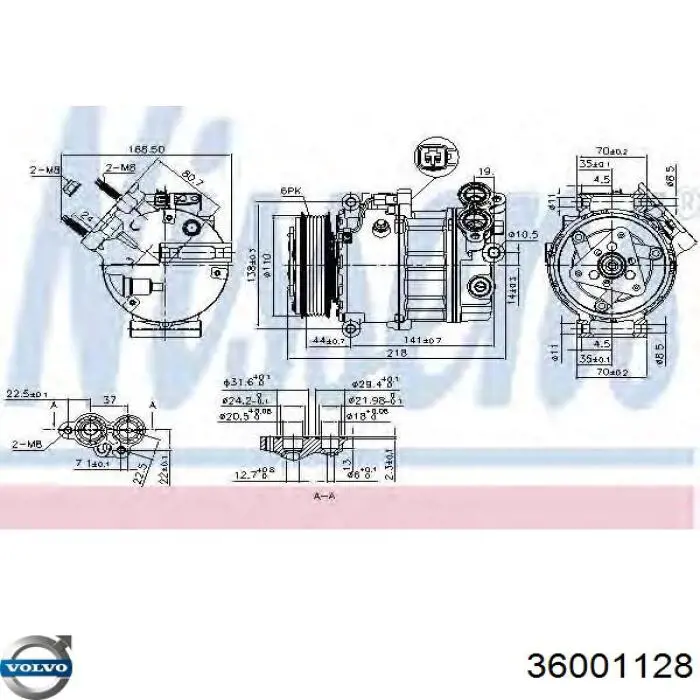 Компресор системи кондиціювання Volvo 36001128 ціна, від 298.80 USD