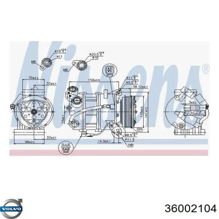 Компресор кондиціонера 36002104 Volvo