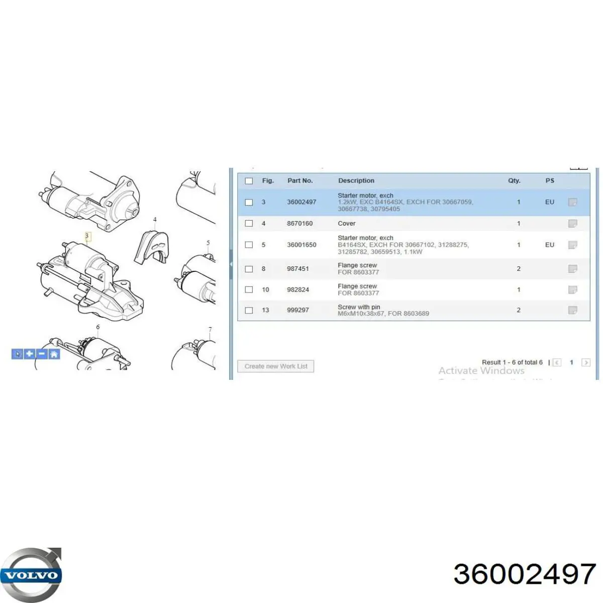 Стартер 36002497 Volvo