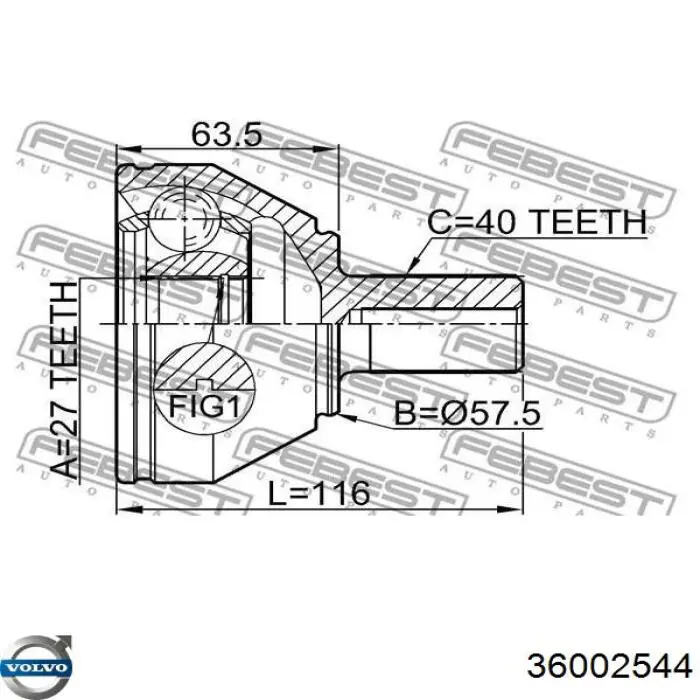 Привід передній лівий Volvo 36002544 ціна, від 184.10 USD