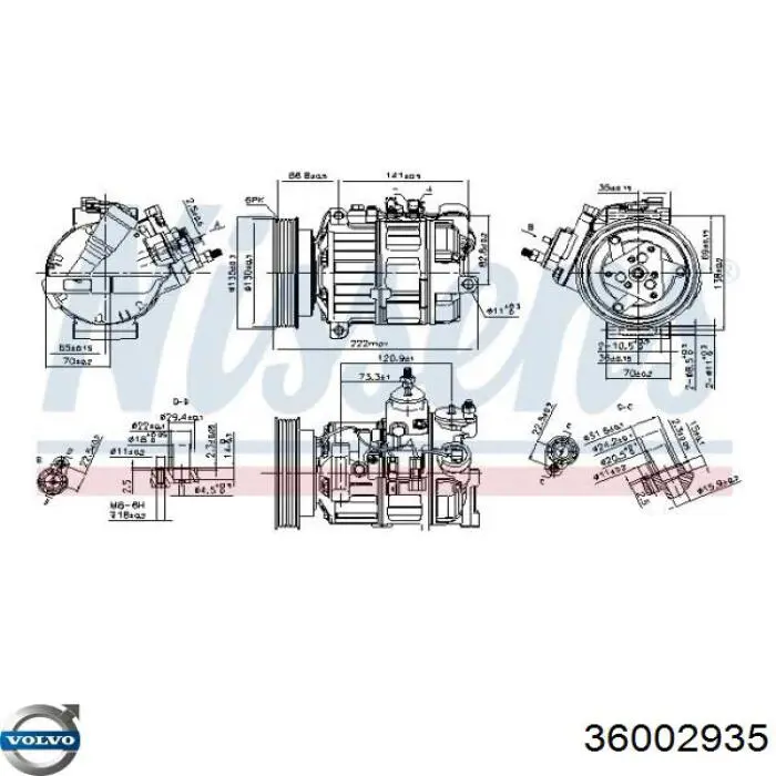 Компресор системи кондиціювання Volvo 36002935 ціна, від 316.32 USD