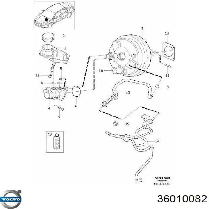Циліндр головний гальма (Гідротормоз) Volvo 36010082 ціна, від 70.38 USD