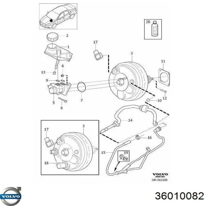 Головний гальмівний циліндр 36010082 Volvo