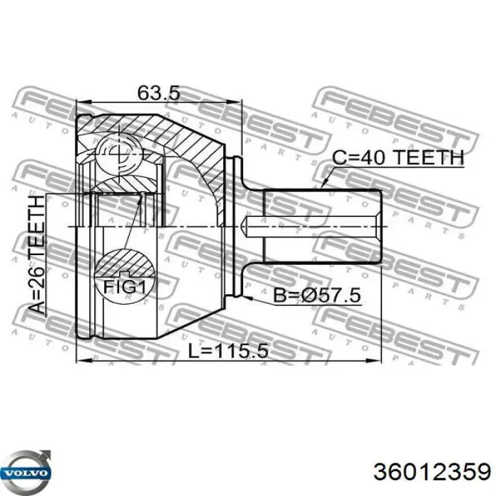 Привід передній лівий Volvo 36012359 ціна, від 76.92 USD
