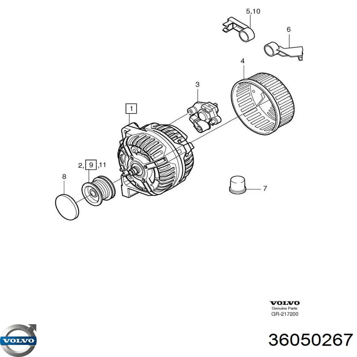 Генератор Volvo 36050267 ціна, від 228.30 USD