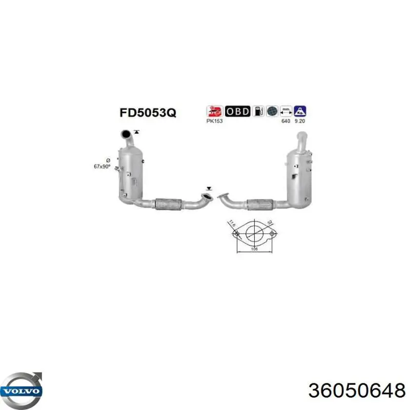 Фільтр системи відпрацьованих газів Volvo 36050648 ціна, від 394.94 USD