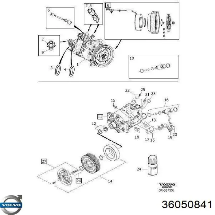 Компресор кондиціонера 36050841 Volvo