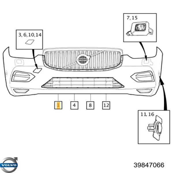 Купити 39847066 Volvo Буфер (бампер) передній