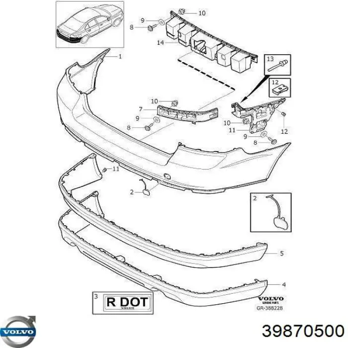 39870500 Volvo Буфер (бампер) задній