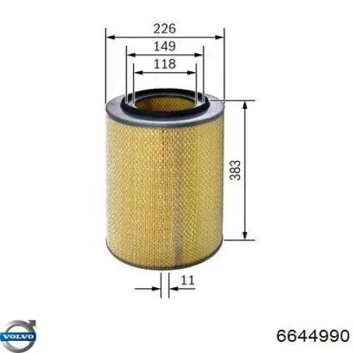 6644990 Volvo Повітряний фільтр двигуна