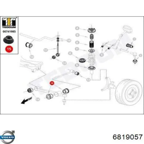 Сайлентблок реактивної тяги, задній 6819057 Volvo