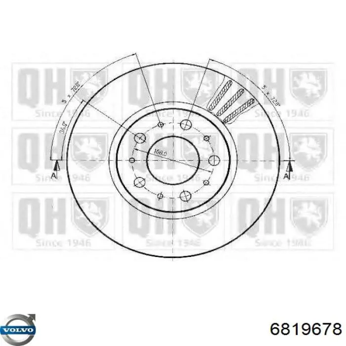 Диск гальмівний передній 6819678 Volvo