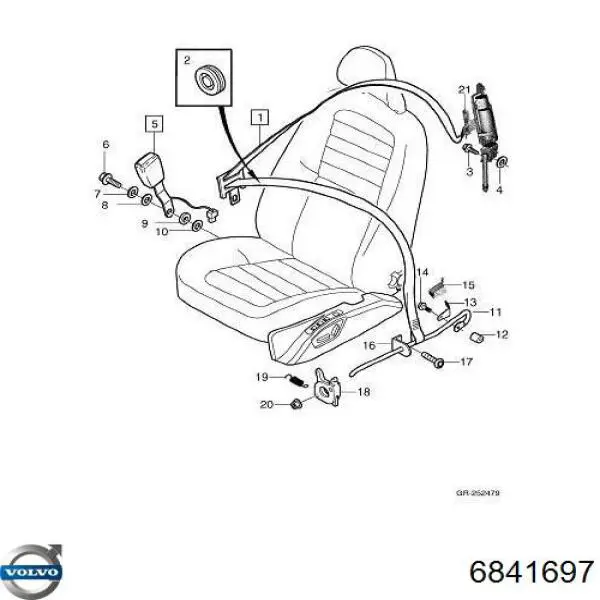 Важіль фіксатора ременя безпеки передній Volvo 6841697 ціна, від 18.98 USD