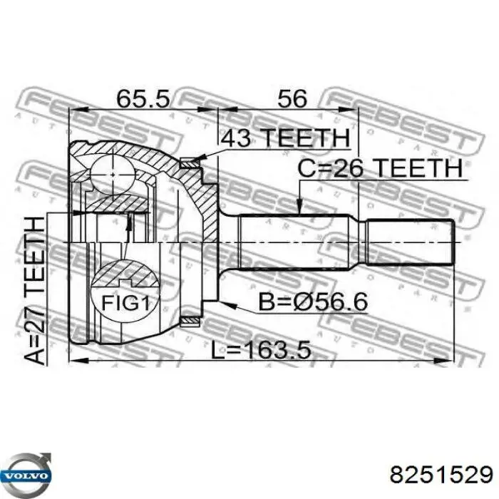 Привід передній лівий Volvo 8251529 ціна, від 66.27 USD
