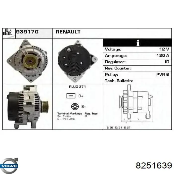 Генератор 7701042288 Renault (RVI)