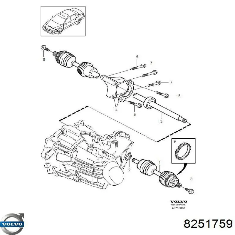 Купити 8251759 Volvo Піввісь права