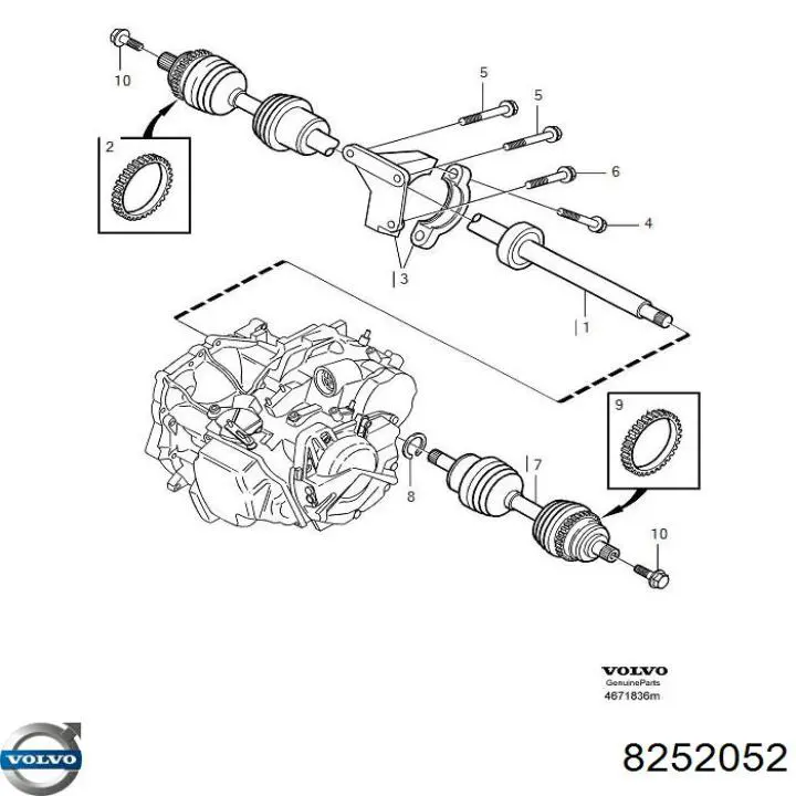 Піввісь передня, права Volvo 8252052 ціна, від 912.13 USD