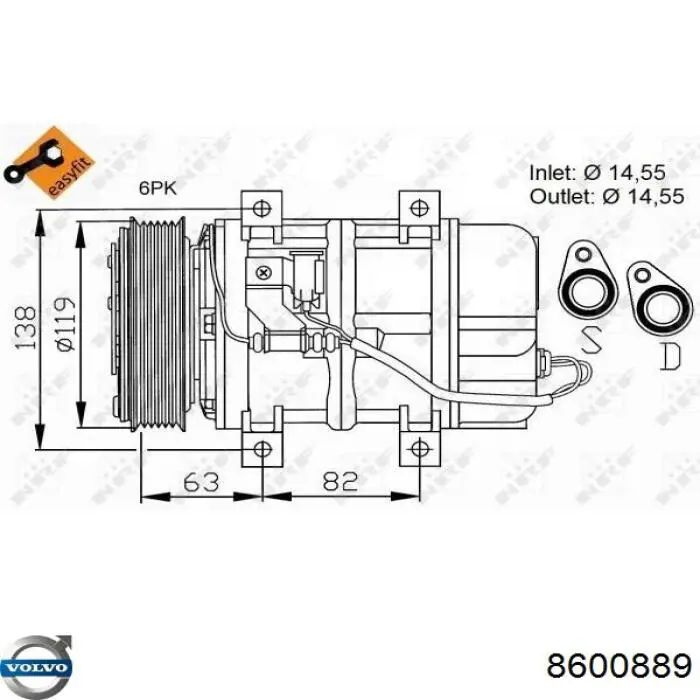Купити 8600889 Volvo Компресор кліматичної установки