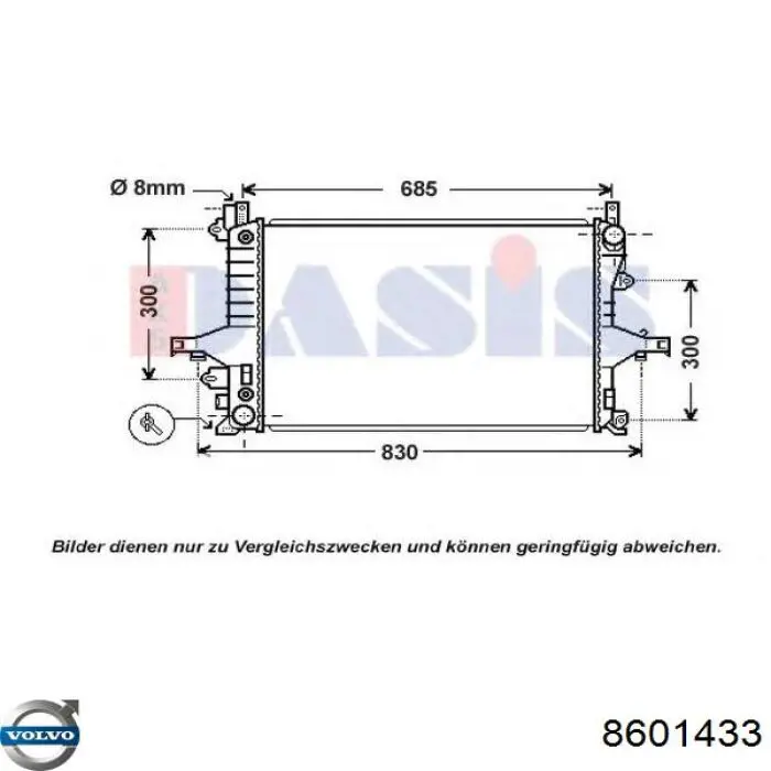 Радіатор охолодження двигуна 8601433 Volvo