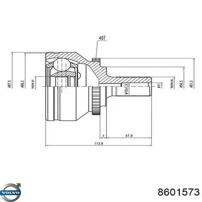 8601573 Volvo Привід лівий