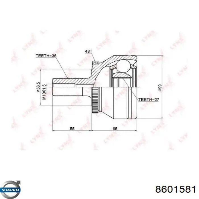 Ліва піввісь 305721 GKN-Spidan