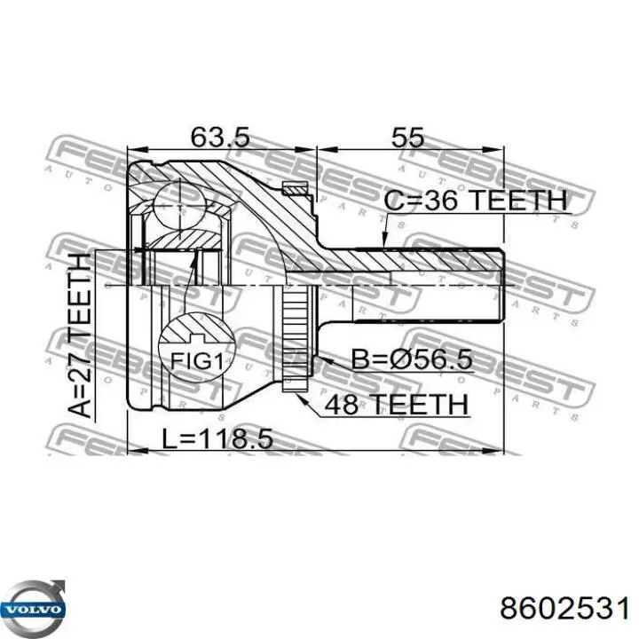 Привід передній лівий Volvo 8602531 ціна, від 128.34 USD