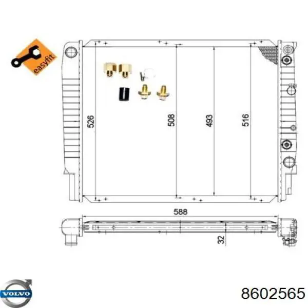 Радіатор охолодження двигуна 8602565 Volvo