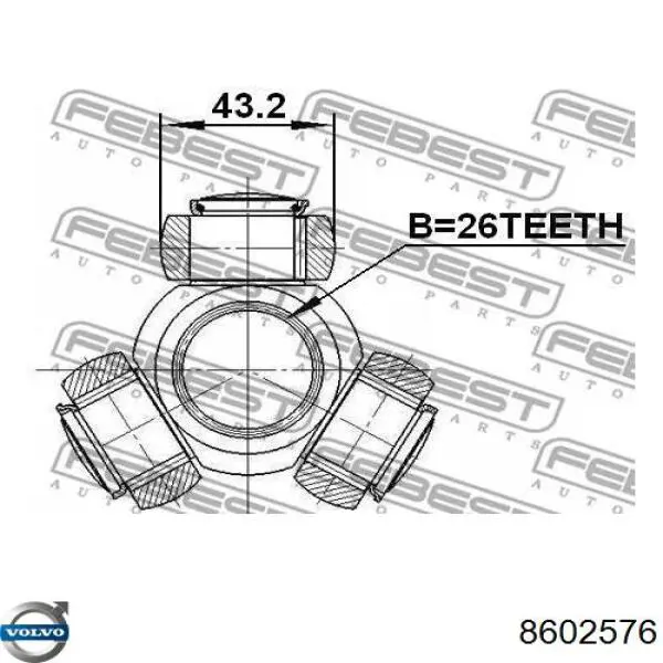 Піввісь (привід) передня, права 8602576 Volvo