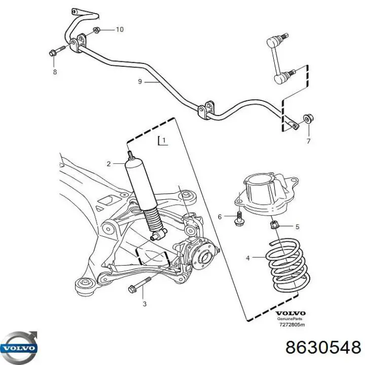 Купити 8630548 Volvo Задній стабілізатор 