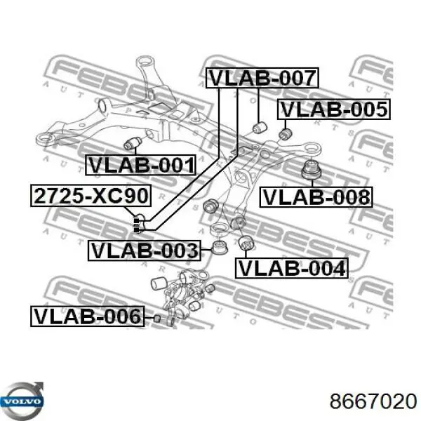 Сайлентблок цапфи задньої 8667020 Volvo