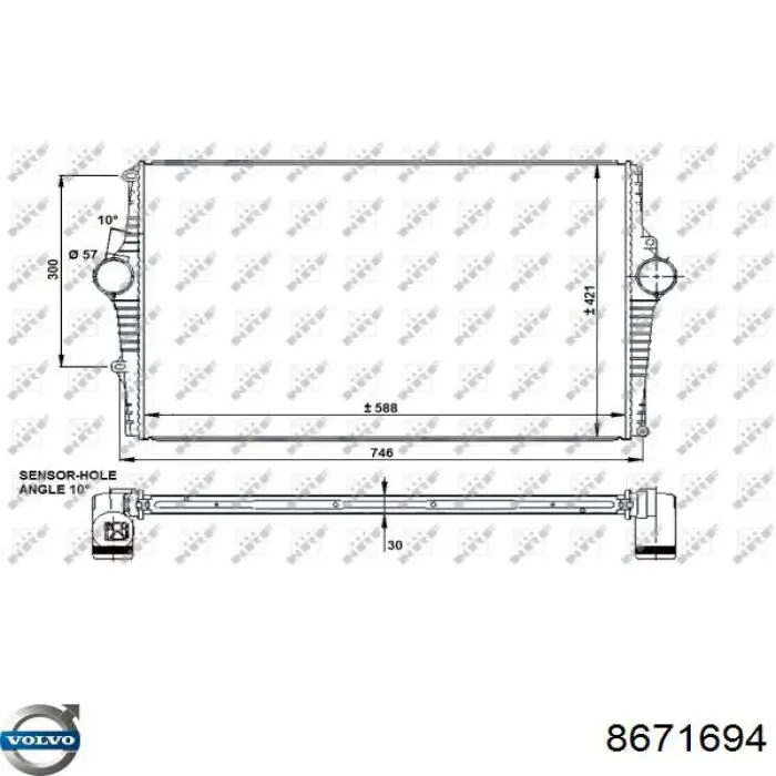 Радіатор интеркуллера 8671694 Volvo