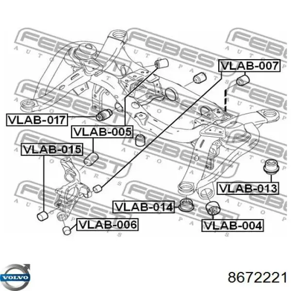 Купити 8672221 Volvo Сайлентблок цапфи задньої