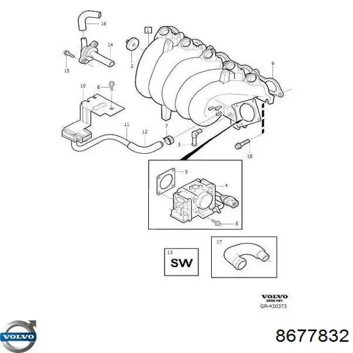 Трубка картера повітряна Volvo 8677832 ціна, від 64.86 USD
