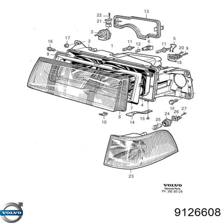 Купити 9126608 Volvo Основна фара в зборі ліва