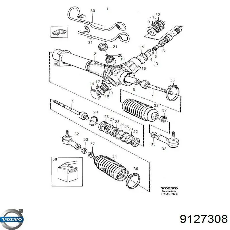 Управління рульове в зборі Volvo 9127308 ціна, від 276.82 USD
