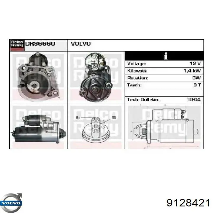 Стартер автомобільний Volvo 9128421