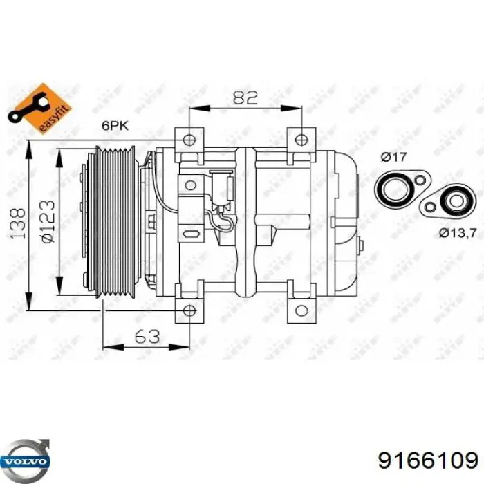 Купити 9166109 Volvo Компресор кліматичної установки